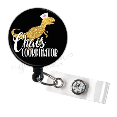 Chaos Coordinator Retractable Badge Holder, Nurse Retractable Badge Clip, Fun Retractable Badge ID Holder, Chaos Coordinator Badge Reel 5169 - image1